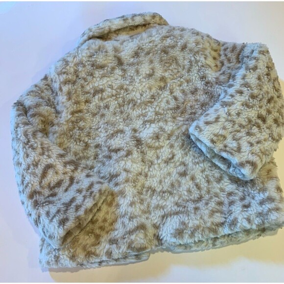 Mud Pie Furry Fuzzy Snow Leopard Faux Fur Coat 2T-3T Toddler Girl Jacket Easter - Picture 4 of 7
